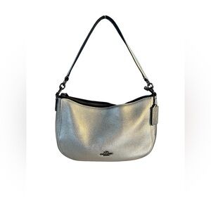 Coach Chelsea Silver Metallic Pebbled Leather Shoulder Bag